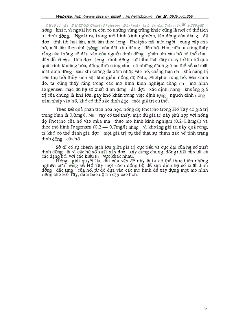 image for page Đánh giá chất lượng nước Hồ Tây Hà Nội dựa vào sự phú dưỡng bằng mô hình toán học