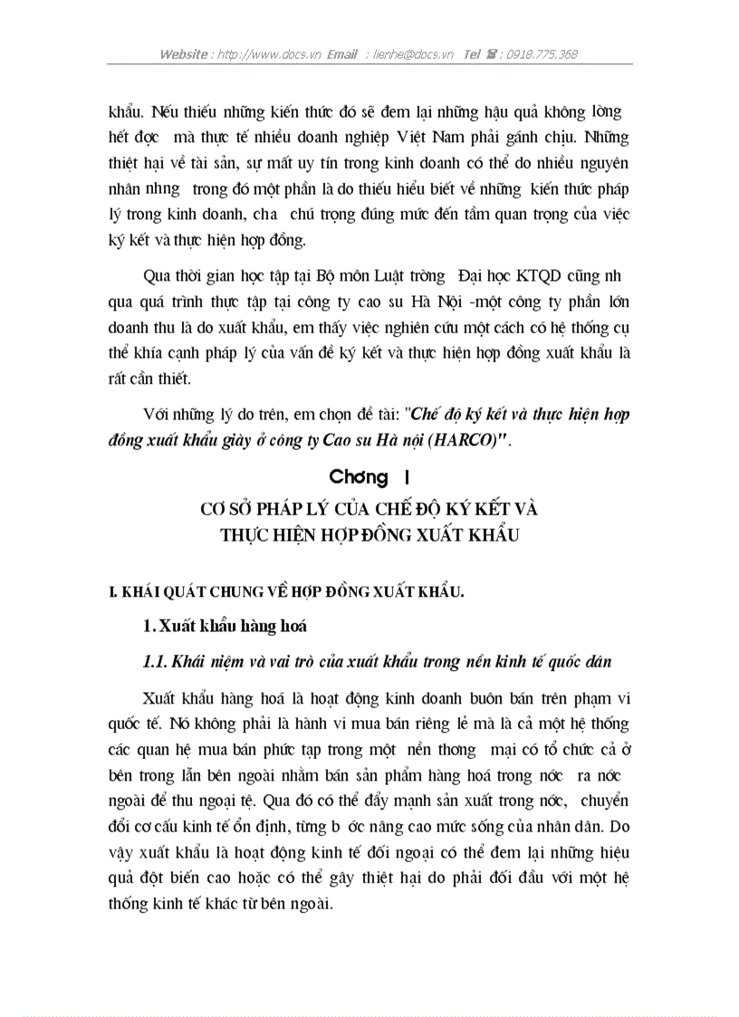 image for page Chế độ ký kết và thực hiện hợp đồng xuất khẩu giày ở công ty Cao su Hà nội HARCO