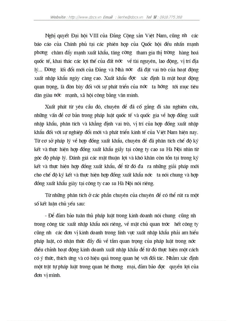 image for page Chế độ ký kết và thực hiện hợp đồng xuất khẩu giày ở công ty Cao su Hà nội HARCO