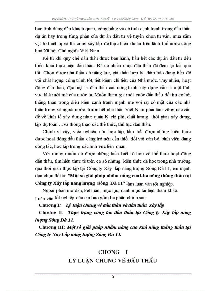 image for page Một số giải pháp nhằm nâng cao khả năng thắng thầu tại Công ty Xây lắp năng lượng Sông Đà 11