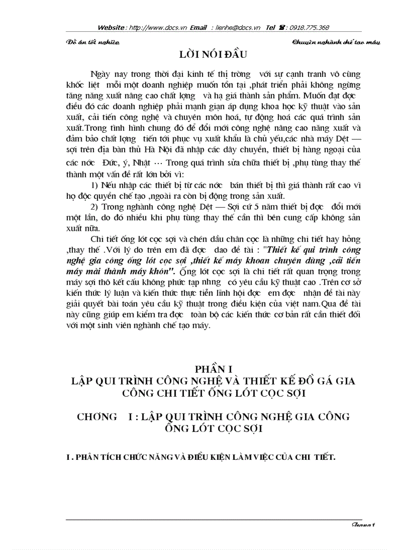 image for page Thiết kế qui trình công nghệ gia công ống lót cọc sợi thiết kế máy khoan chuyên dùng cải tiến máy mài thành máy khôn