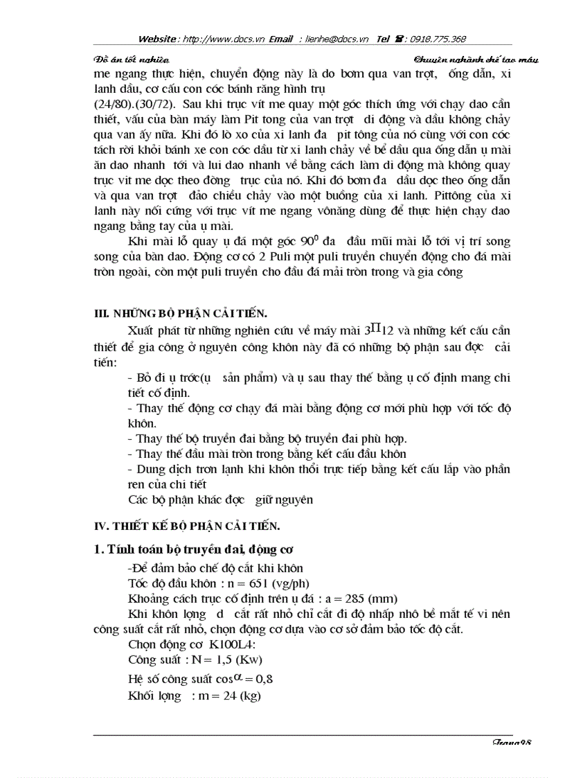 image for page Thiết kế qui trình công nghệ gia công ống lót cọc sợi thiết kế máy khoan chuyên dùng cải tiến máy mài thành máy khôn
