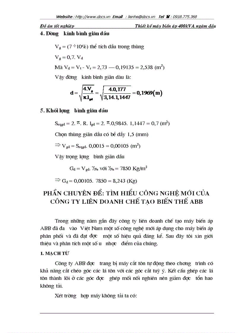 image for page Thiết kế máy biến áp 400kVA ngâm dầu