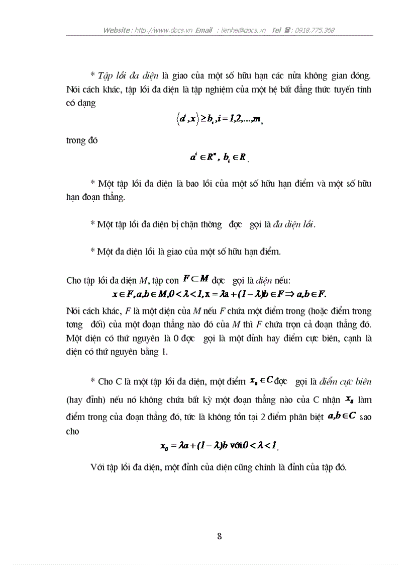 image for page Một số khái niệm cơ bản về giải tích lồi và bài toán qui hoạch tuyến tính