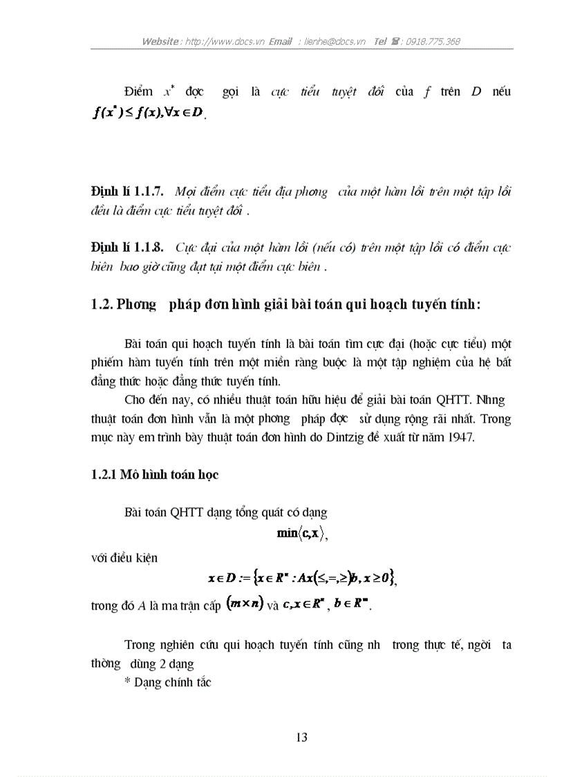 image for page Một số khái niệm cơ bản về giải tích lồi và bài toán qui hoạch tuyến tính