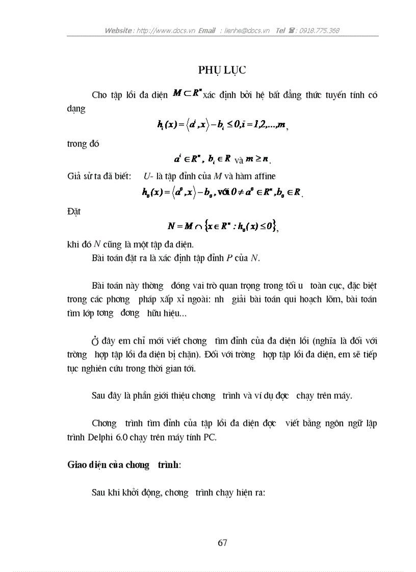 image for page Một số khái niệm cơ bản về giải tích lồi và bài toán qui hoạch tuyến tính