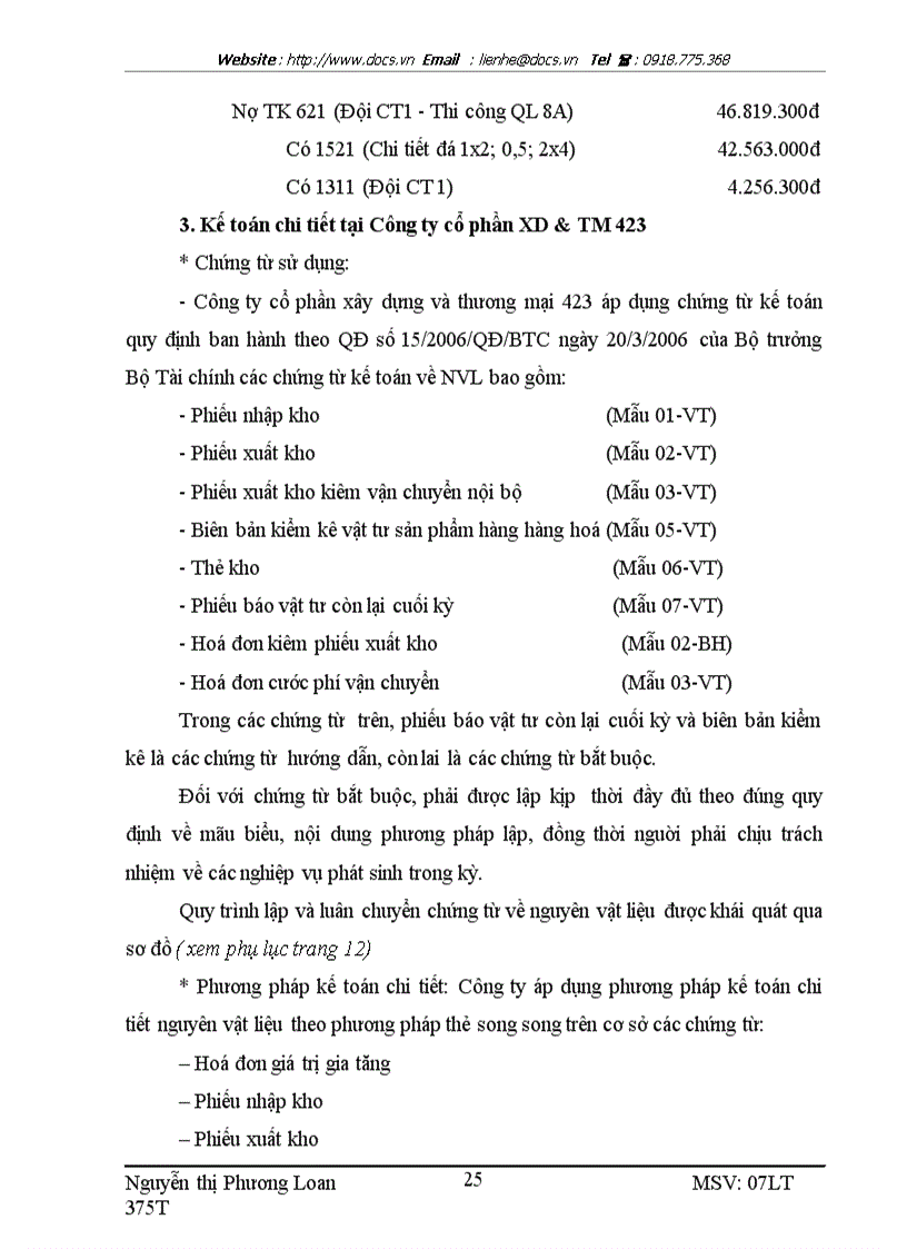 image for page Kế toán nguyên vật liệu tại Công ty cổ phần Xây dựng và Thương mại 423