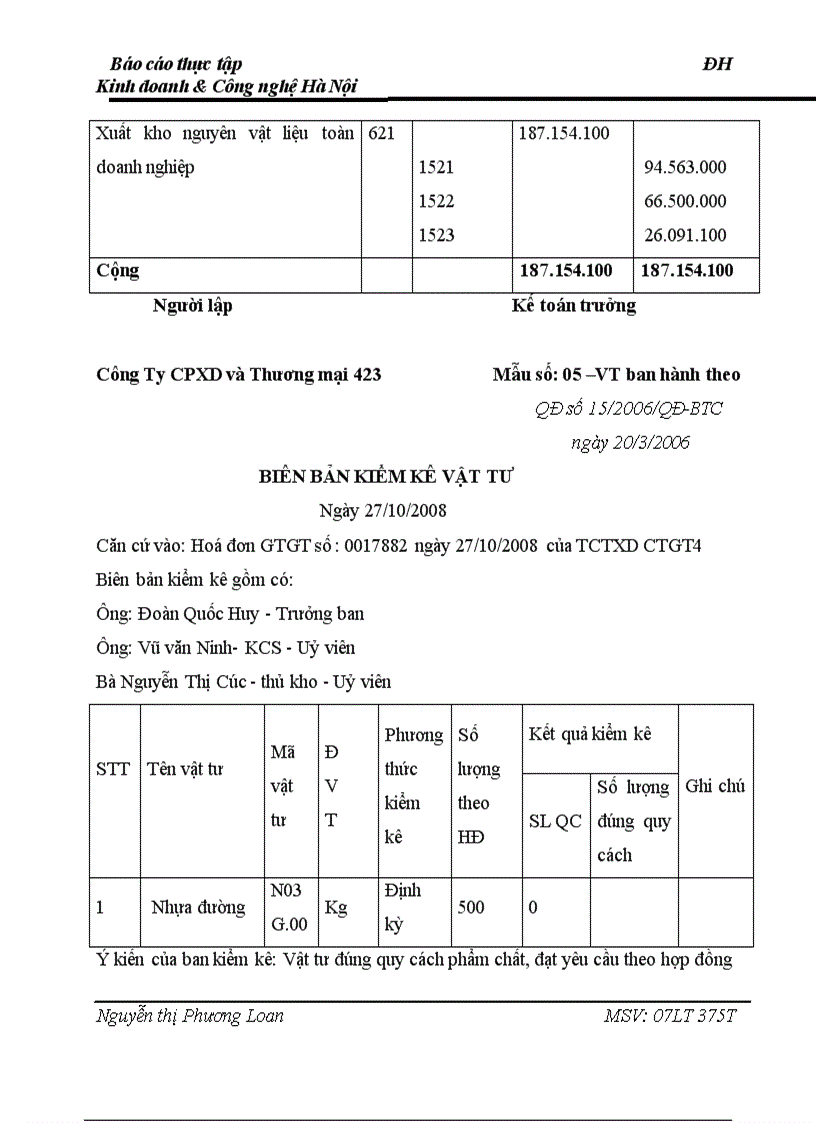 image for page Kế toán nguyên vật liệu tại Công ty cổ phần Xây dựng và Thương mại 423
