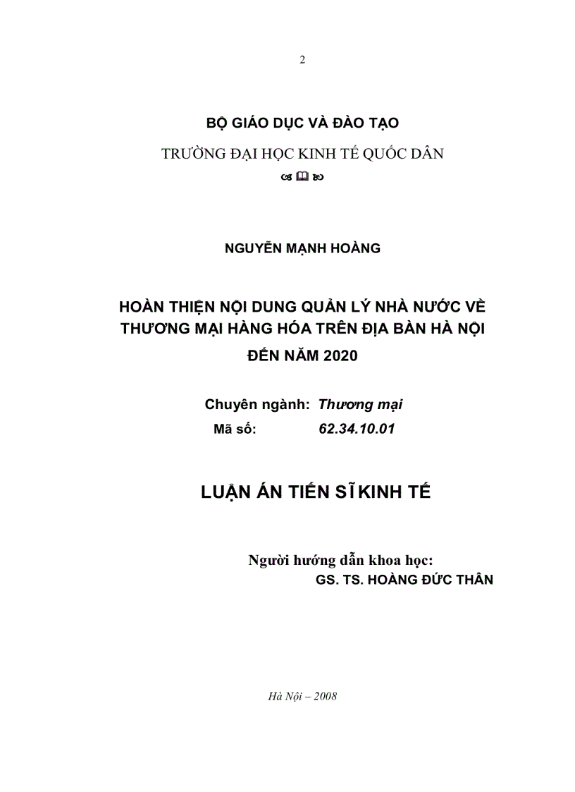 image for page Hoàn thiện nội dung quản lý nhà nước về thương mại hàng hóa trên địa bàn hà nội đến năm 2020