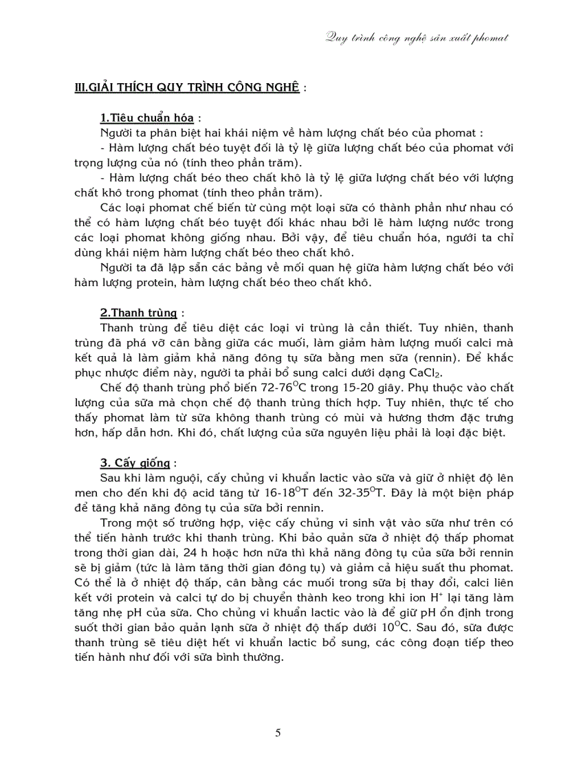 image for page Quy trình công nghệ sản xuất phô mai