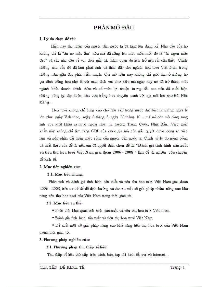 image for page Đánh giá tình hình sản xuất và tiêu thụ hoa tươi Việt Nam giai đoạn 2006 2008