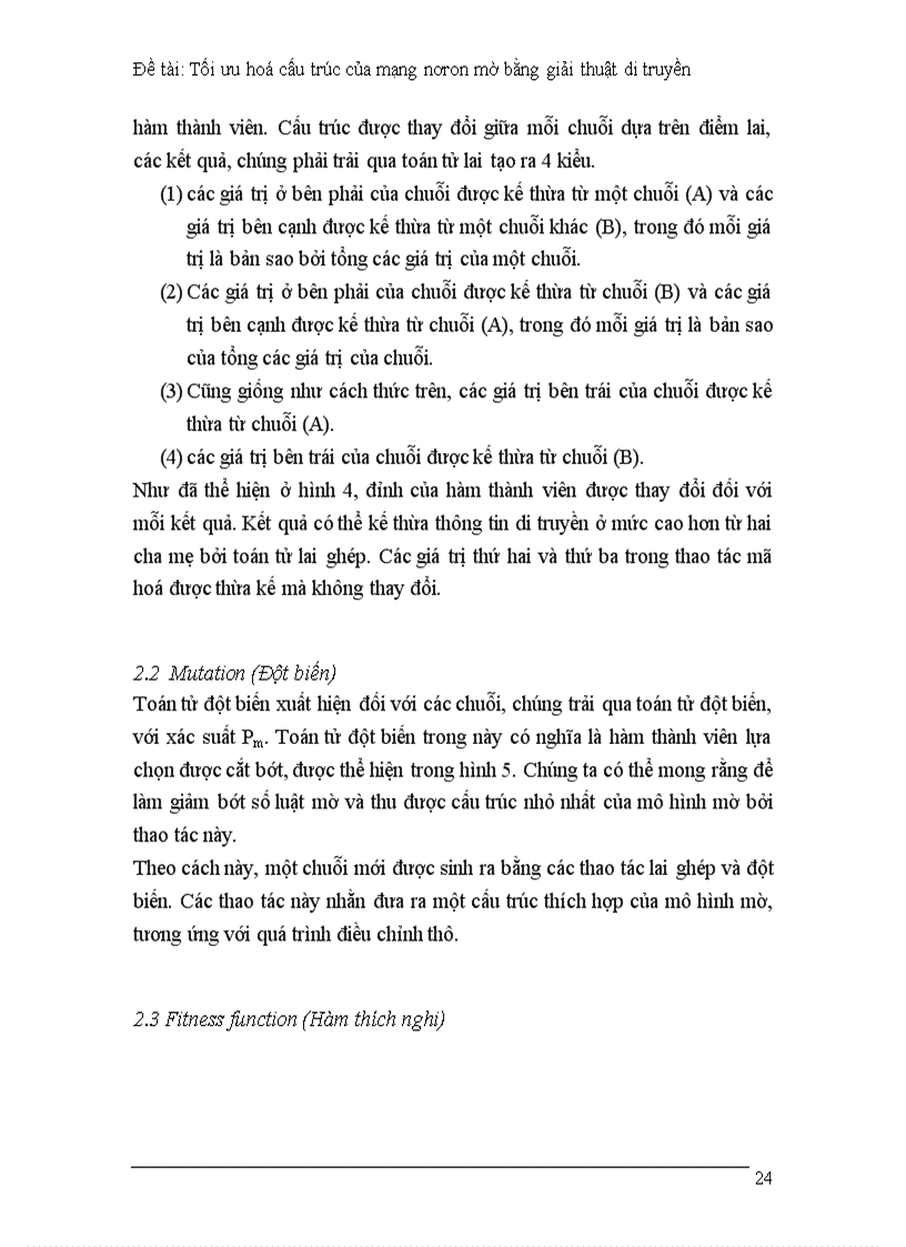 image for page Tối ưu hoá cấu trúc của mạng nơron mờ bằng giải thuật di truyền