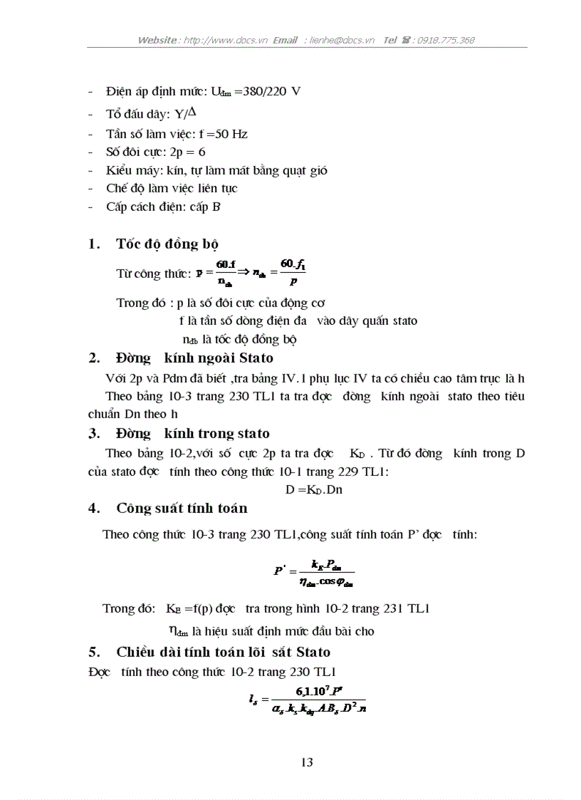 image for page Các thông số định mức
