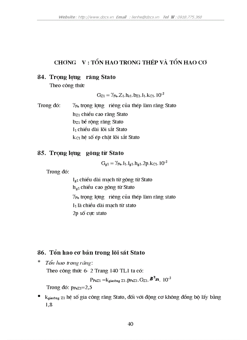 image for page Các thông số định mức