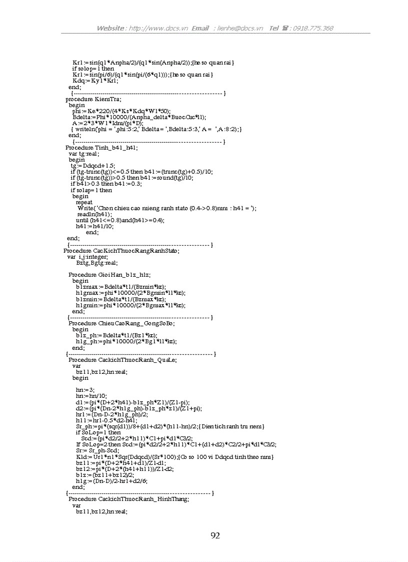 image for page Các thông số định mức