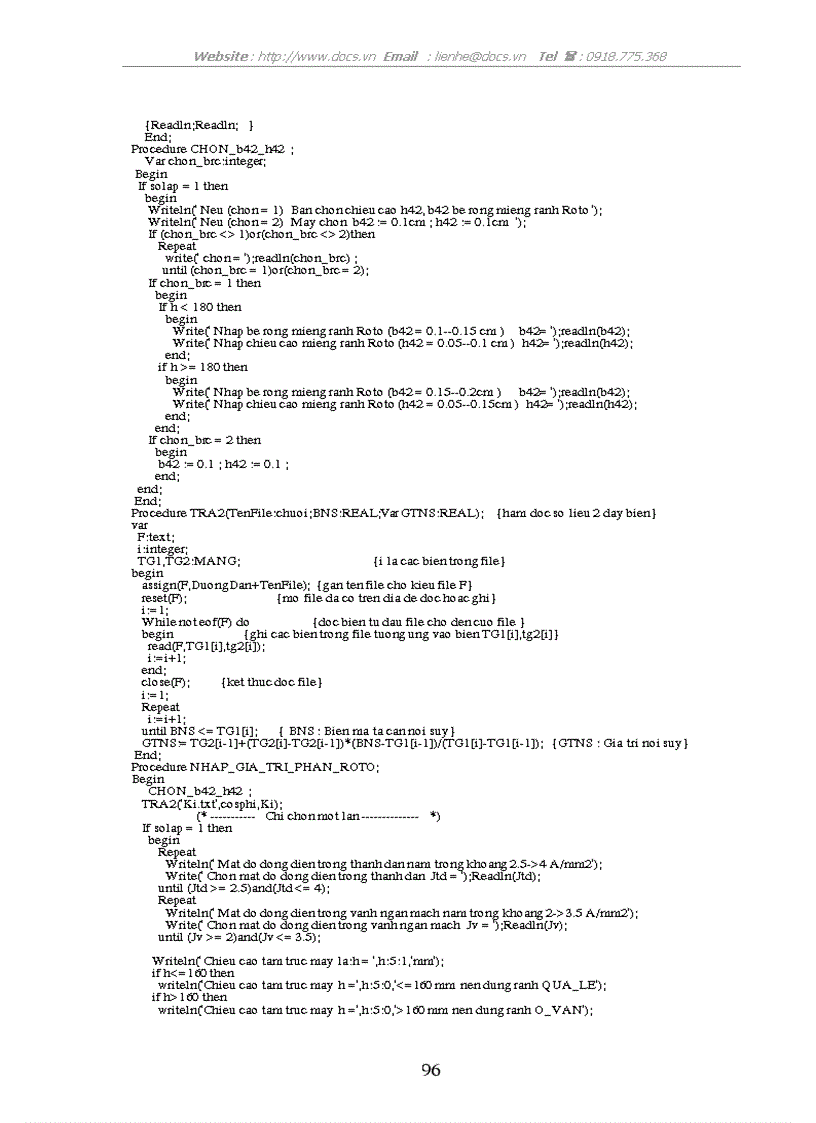 image for page Các thông số định mức