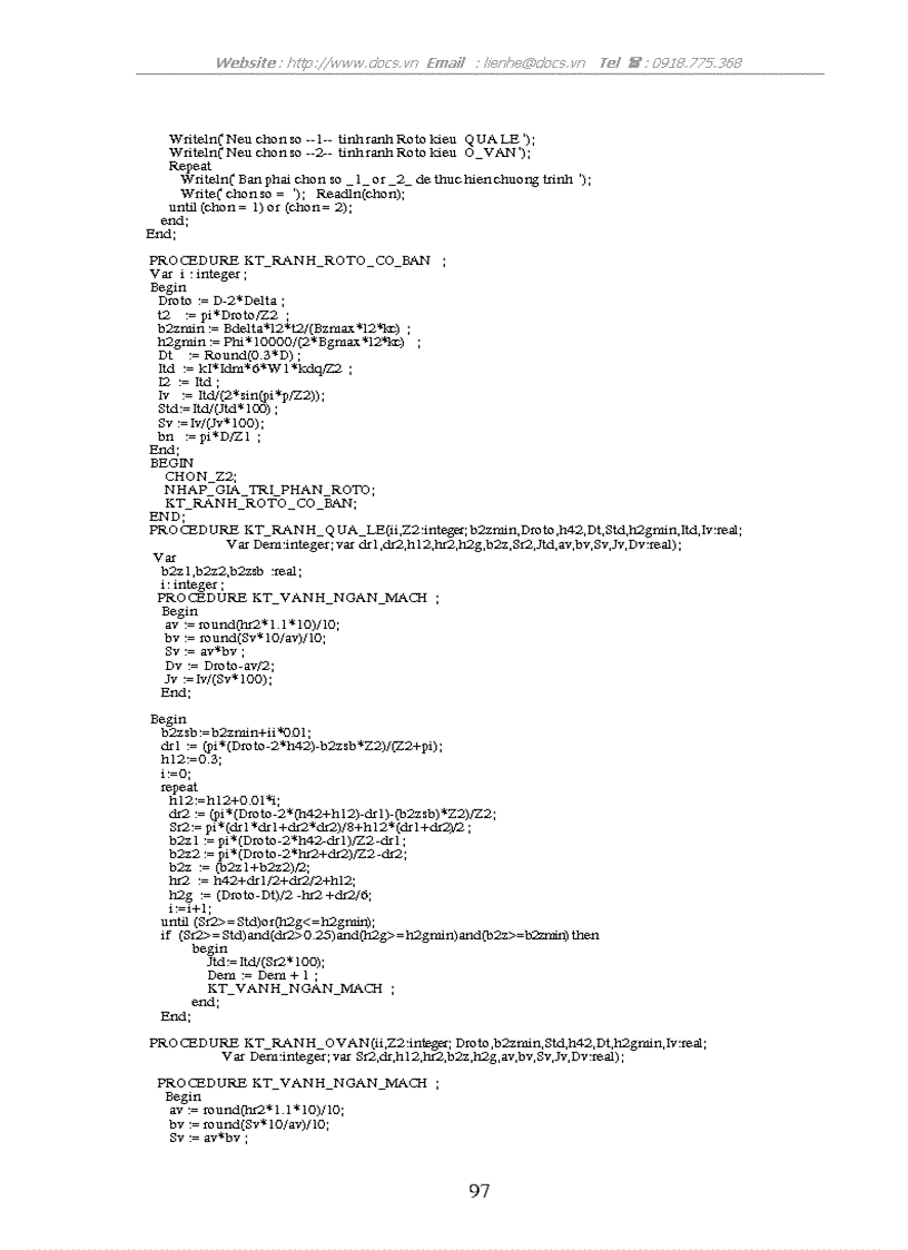 image for page Các thông số định mức