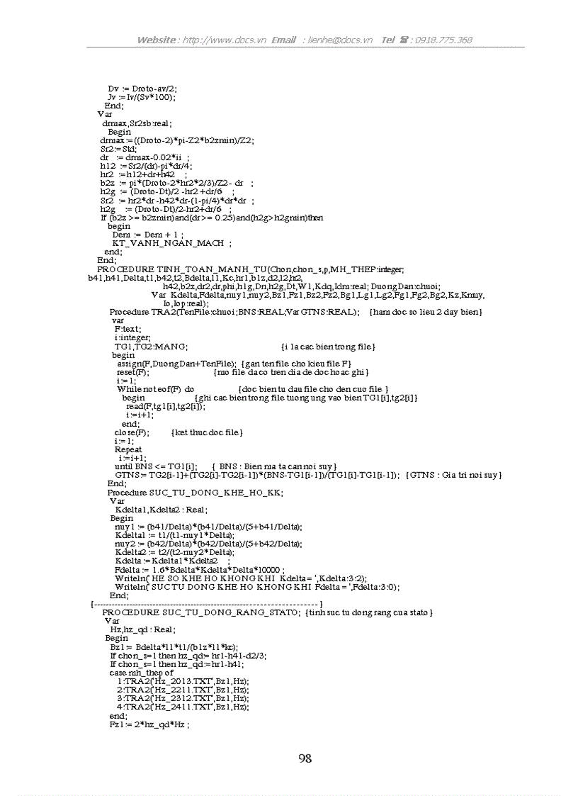 image for page Các thông số định mức