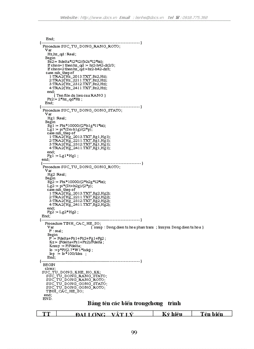image for page Các thông số định mức