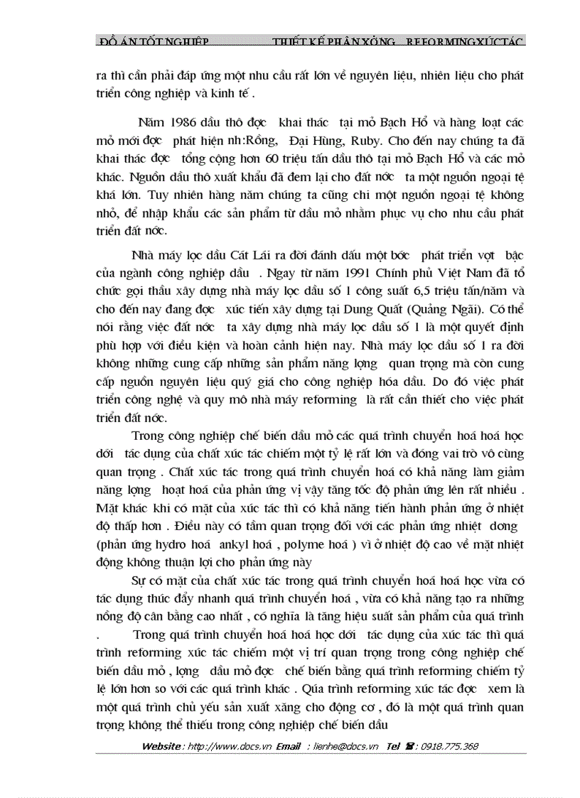 image for page Thiết kế phân xưởng reforming xúctác