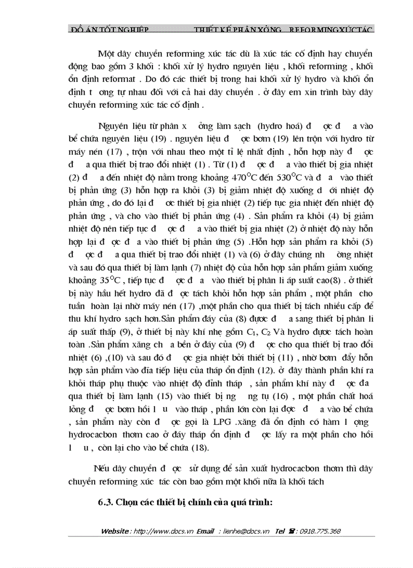 image for page Thiết kế phân xưởng reforming xúctác