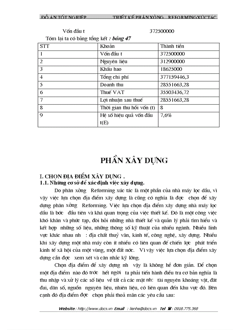image for page Thiết kế phân xưởng reforming xúctác