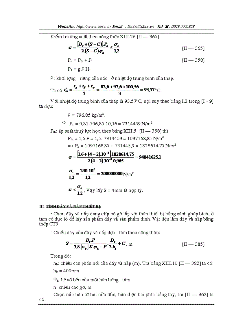 image for page Tính toán và thiết kế bản đồ án thiết kế tháp chưng luyện liên tục hai câú tử Benzen và Tooluen