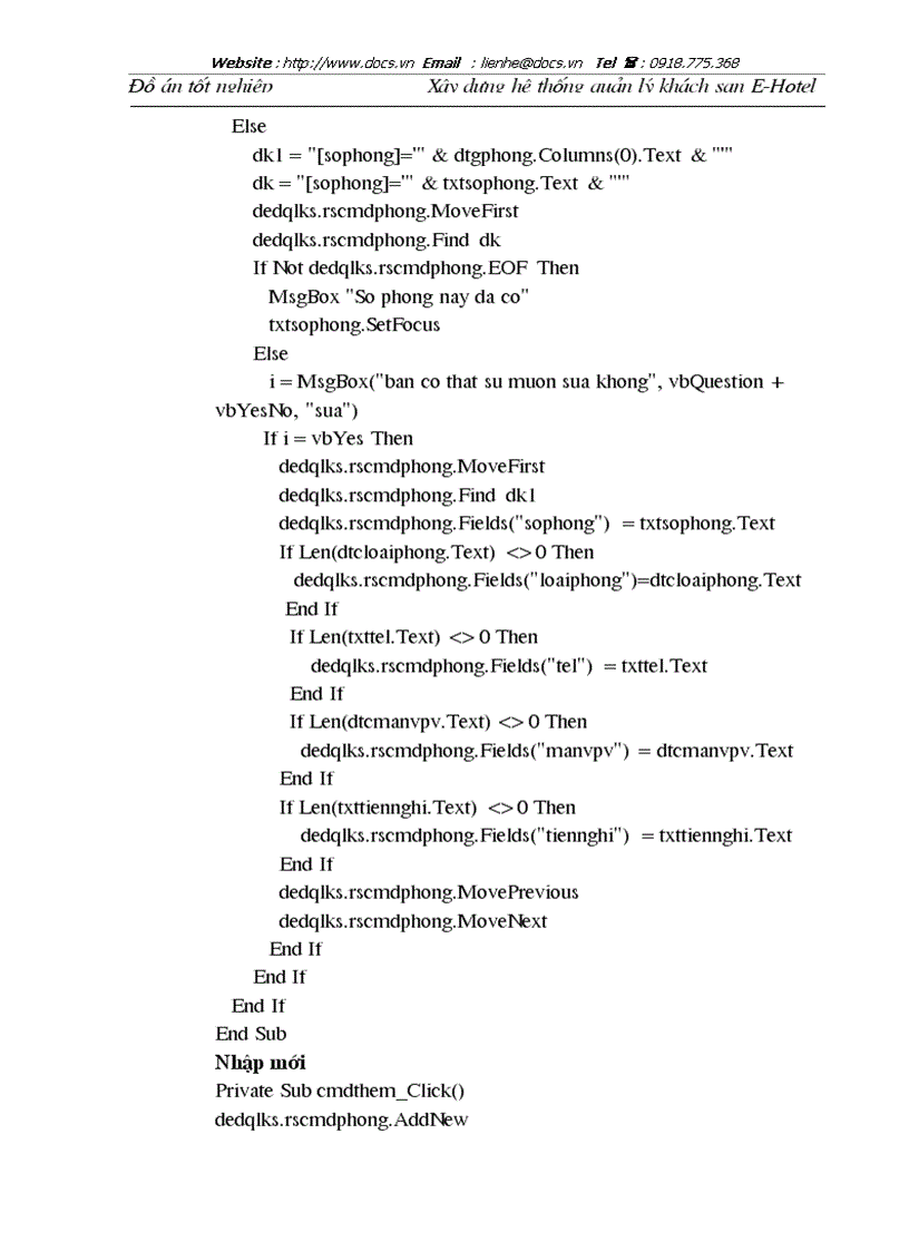 image for page Xây dựng hệ thống quản lý khách sạn E Hotel