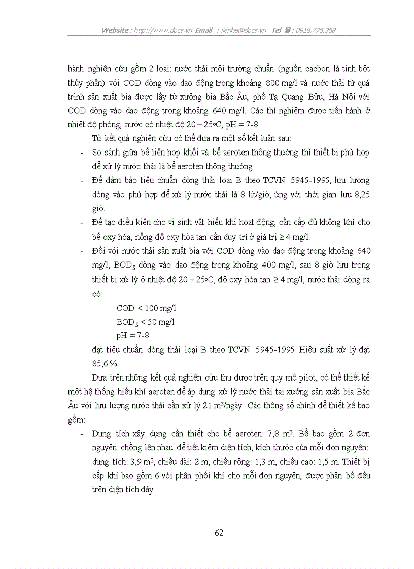 image for page Bước đầu nghiờn cứu hiệu quả của thiết bị hợp khối trong xử lý nước thải của sản xuất bia