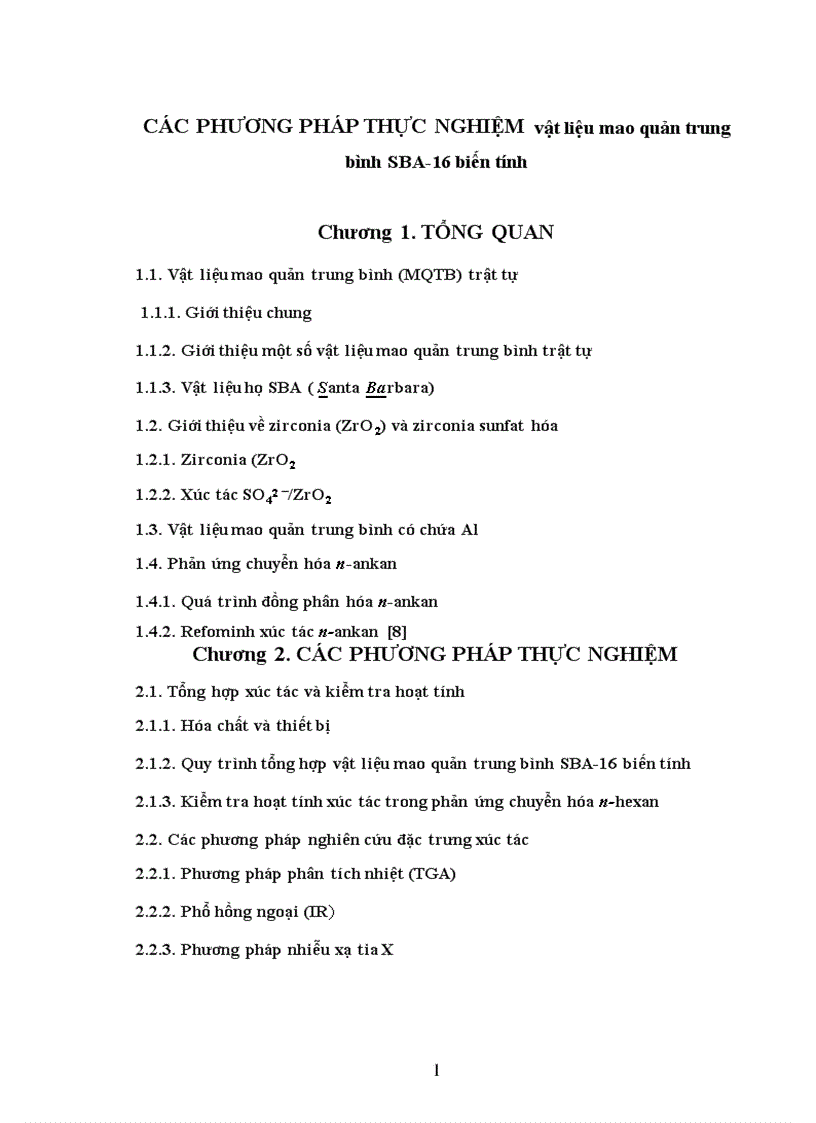 image for page CÁC PHƯƠNG PHÁP THỰC NGHIỆM vật liệu mao quản trung bình SBA 16 biến tính