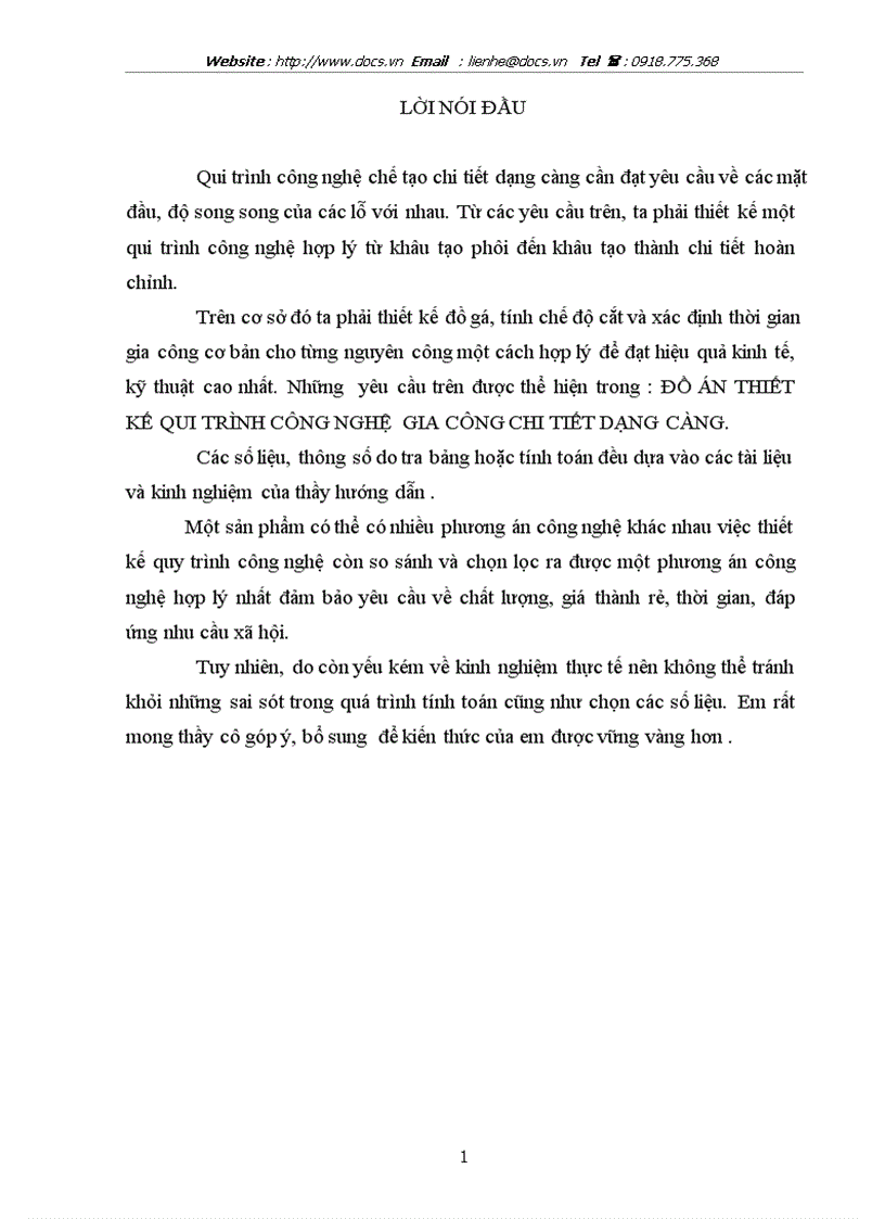 image for page Đồ án thiết kế qui trình công nghệ gia công chi tiết dạng càng