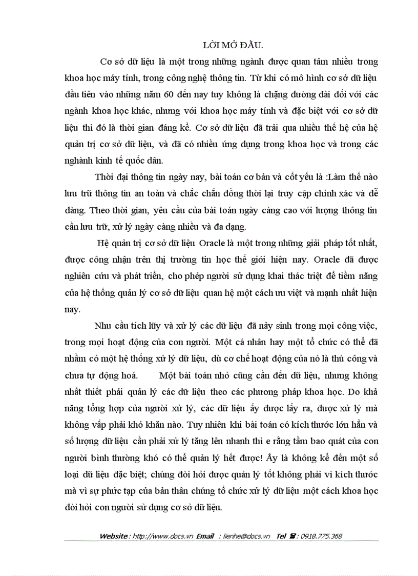 image for page Hệ quản trị cơ sở dữ liệu Oracle để xây dựng hệ thống bán hàng tại công ty VINDA