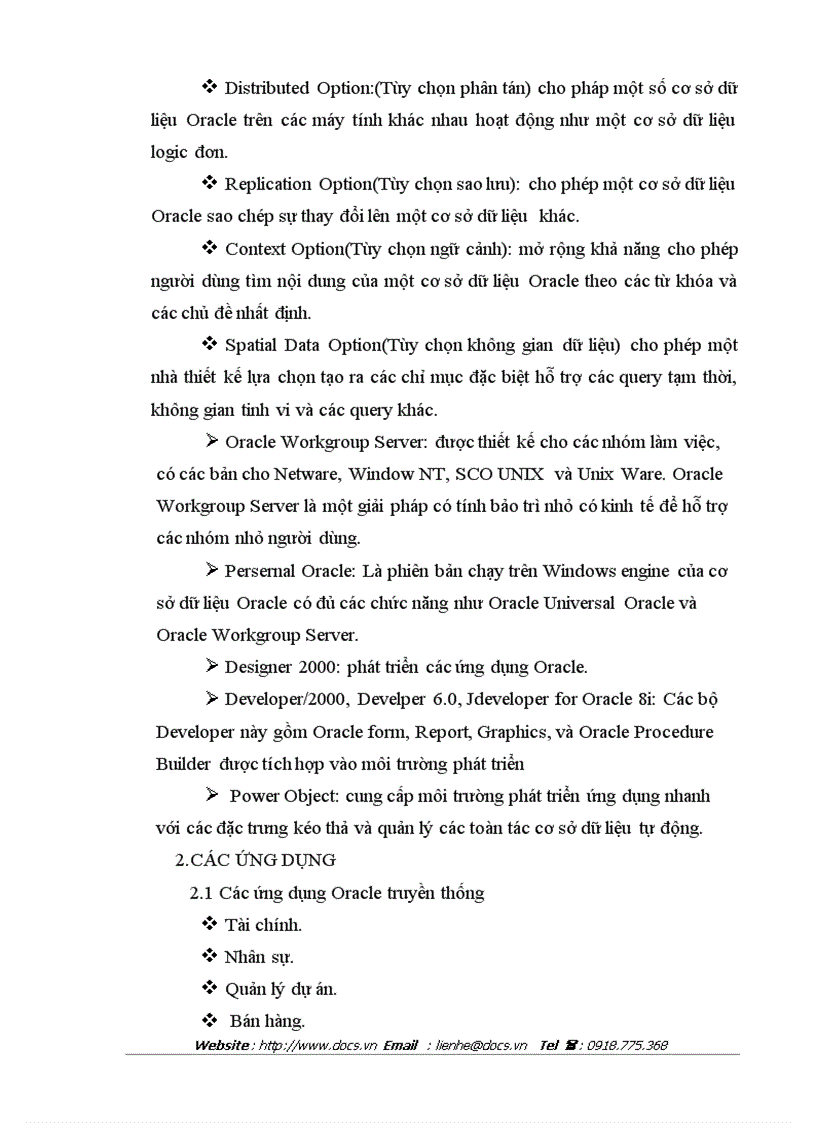 image for page Hệ quản trị cơ sở dữ liệu Oracle để xây dựng hệ thống bán hàng tại công ty VINDA