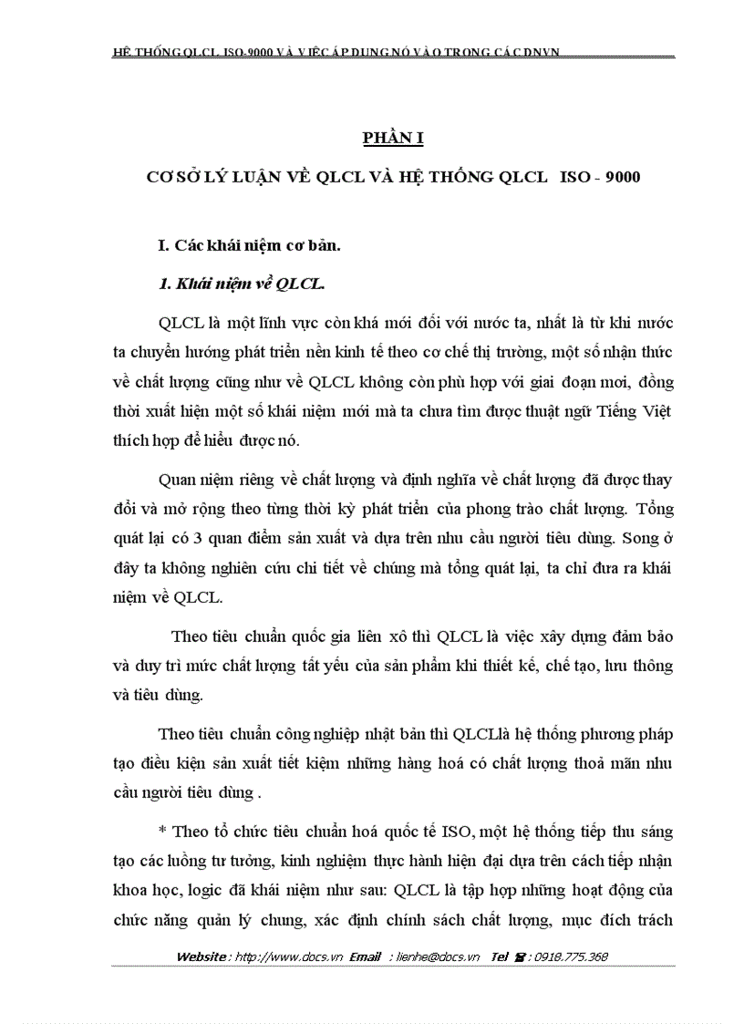 Hệ thống QLCL theo tiêu chuẩn ISO 9000 và việc áp dụng nó vào trong các doanh nghiệp Việt Nam