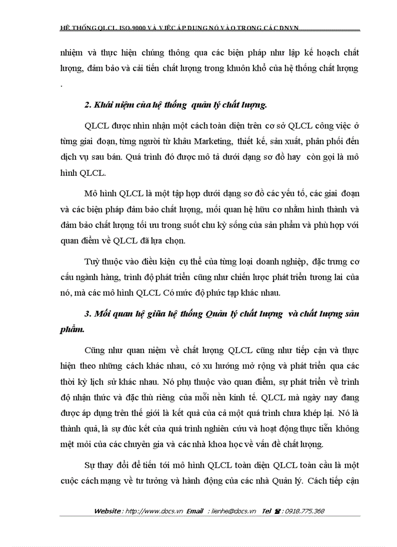 Hệ thống QLCL theo tiêu chuẩn ISO 9000 và việc áp dụng nó vào trong các doanh nghiệp Việt Nam