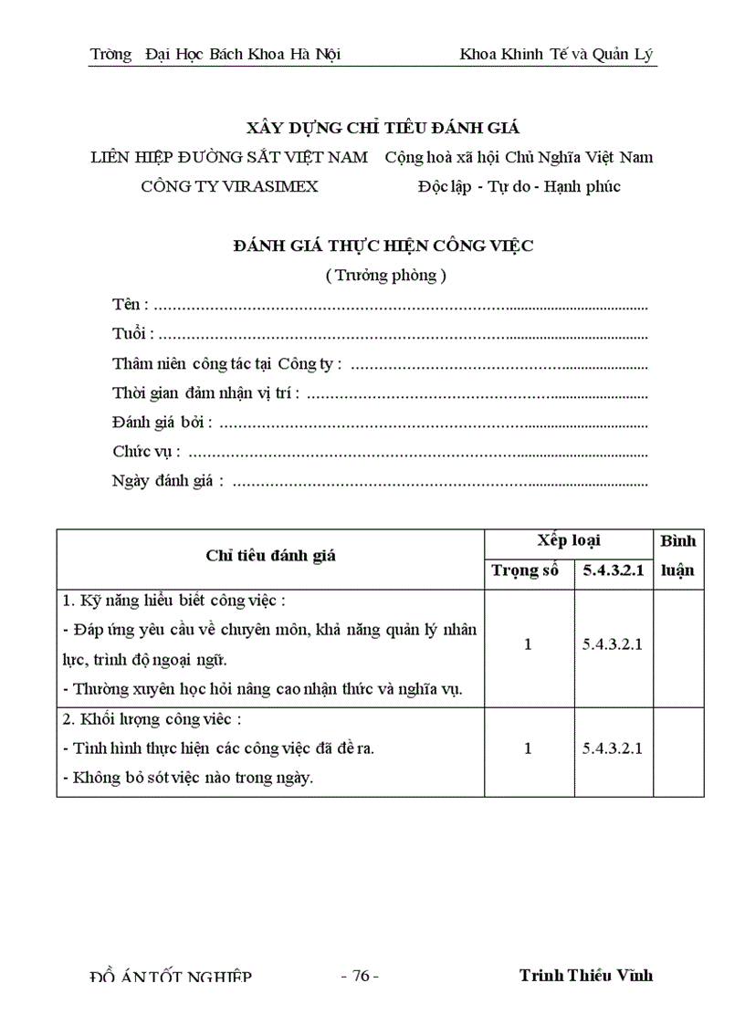 image for page Nghiên cứu và xây dựng chỉ tiêu đánh giá thực hiện công việc cho một số vị trí điển hình của cán bộ nhân viên ở Công ty xuất nhập khẩu cung ứng