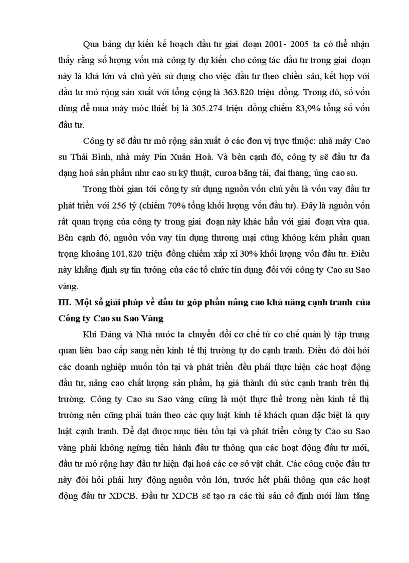 image for page Xem xét và đánh giá thực trạng đầu tư nâng cao khả năng cạnh tranh của Công ty Cao su Sao Vàng