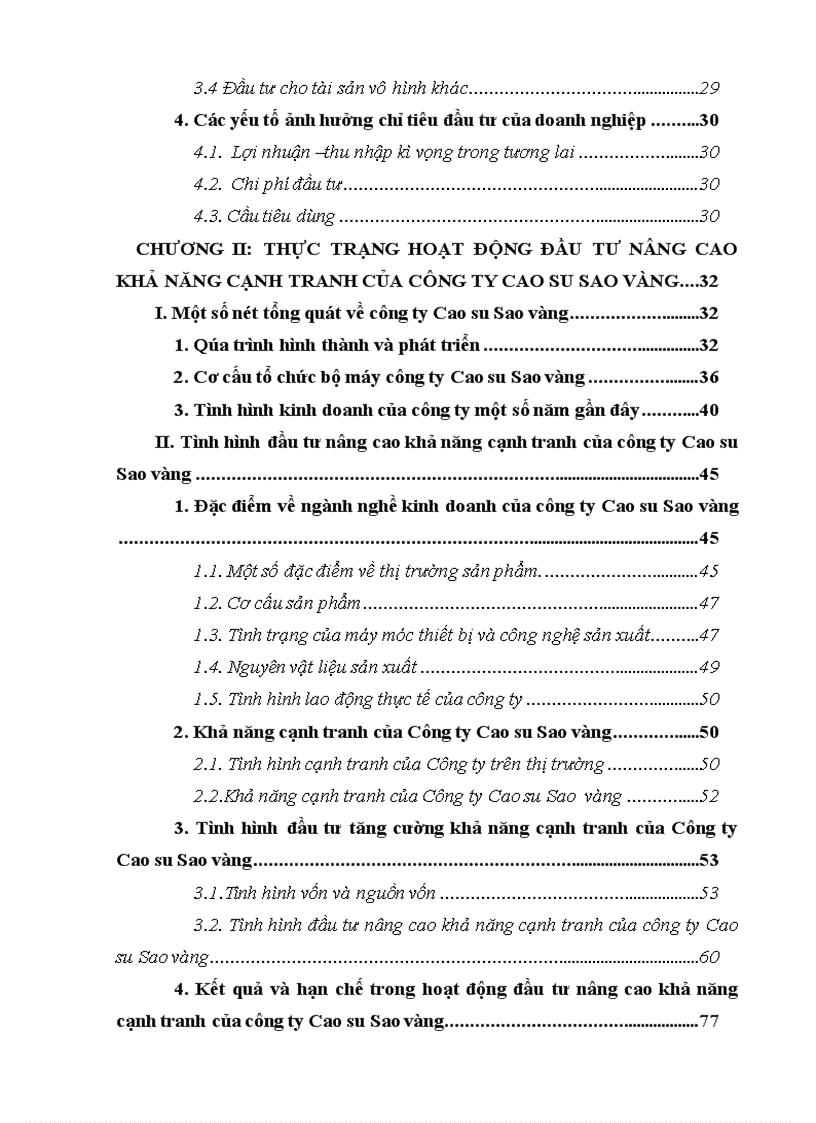 image for page Xem xét và đánh giá thực trạng đầu tư nâng cao khả năng cạnh tranh của Công ty Cao su Sao Vàng