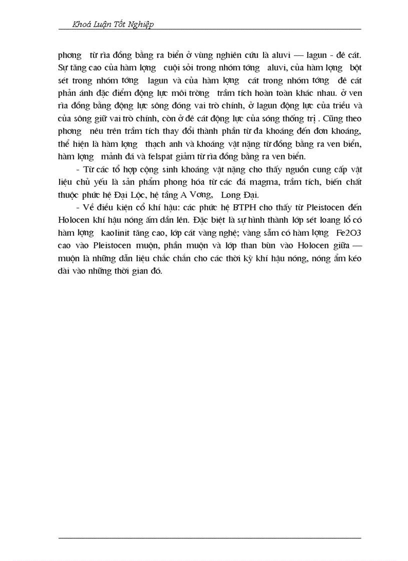 image for page Đặc điểm và lịch sử tiến hoá trầm tích đệ tứ khu vực đồng bằng huế