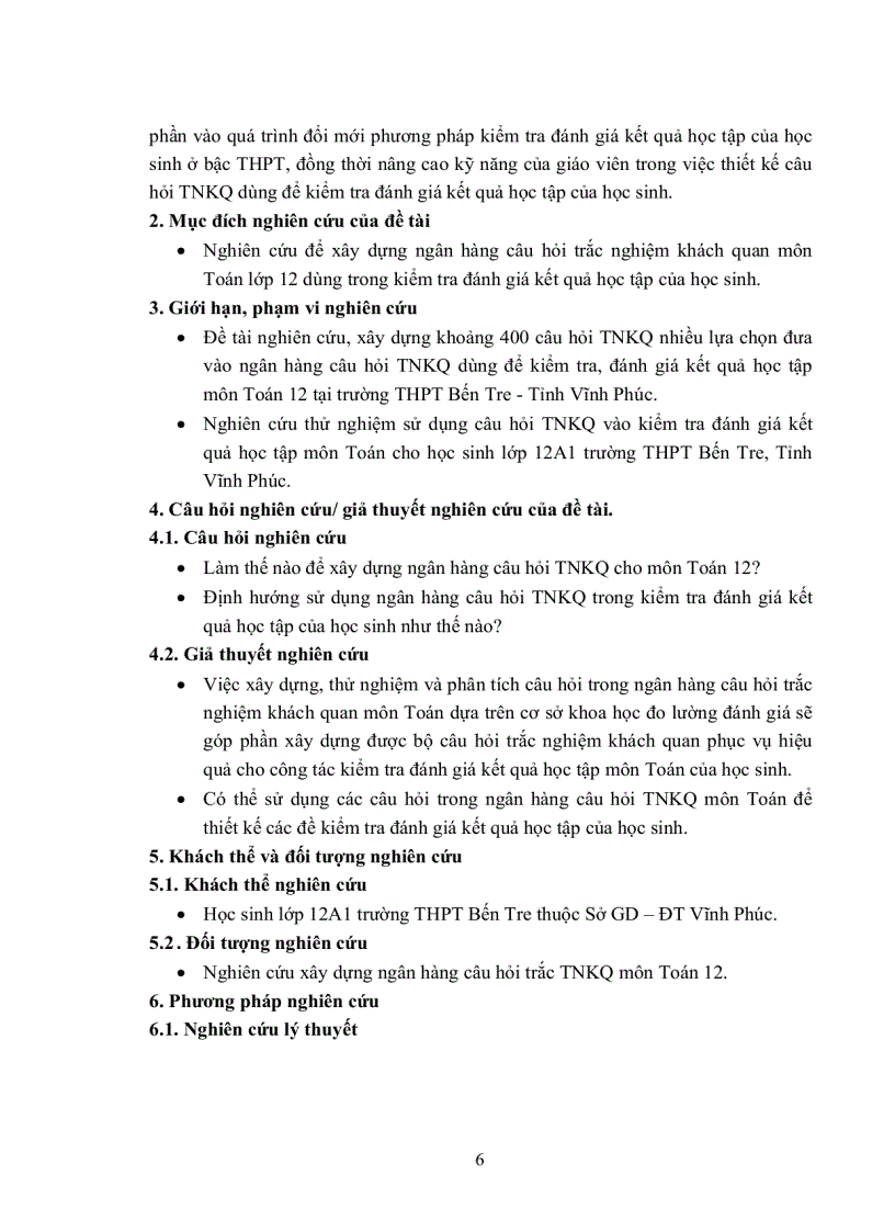 image for page Nghiên cứu xây dựng ngân hàng câu hỏi trắc nghiệm khách quan để kiểm tra đánh giá kết quả học tập môn tóan lớp 12 tại trường THPT Bến Tre VĨnh Phúc