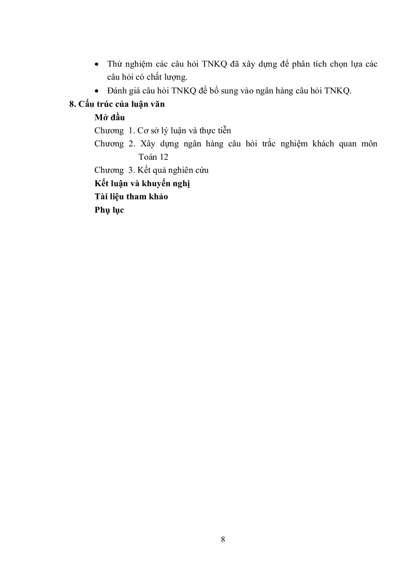 image for page Nghiên cứu xây dựng ngân hàng câu hỏi trắc nghiệm khách quan để kiểm tra đánh giá kết quả học tập môn tóan lớp 12 tại trường THPT Bến Tre VĨnh Phúc