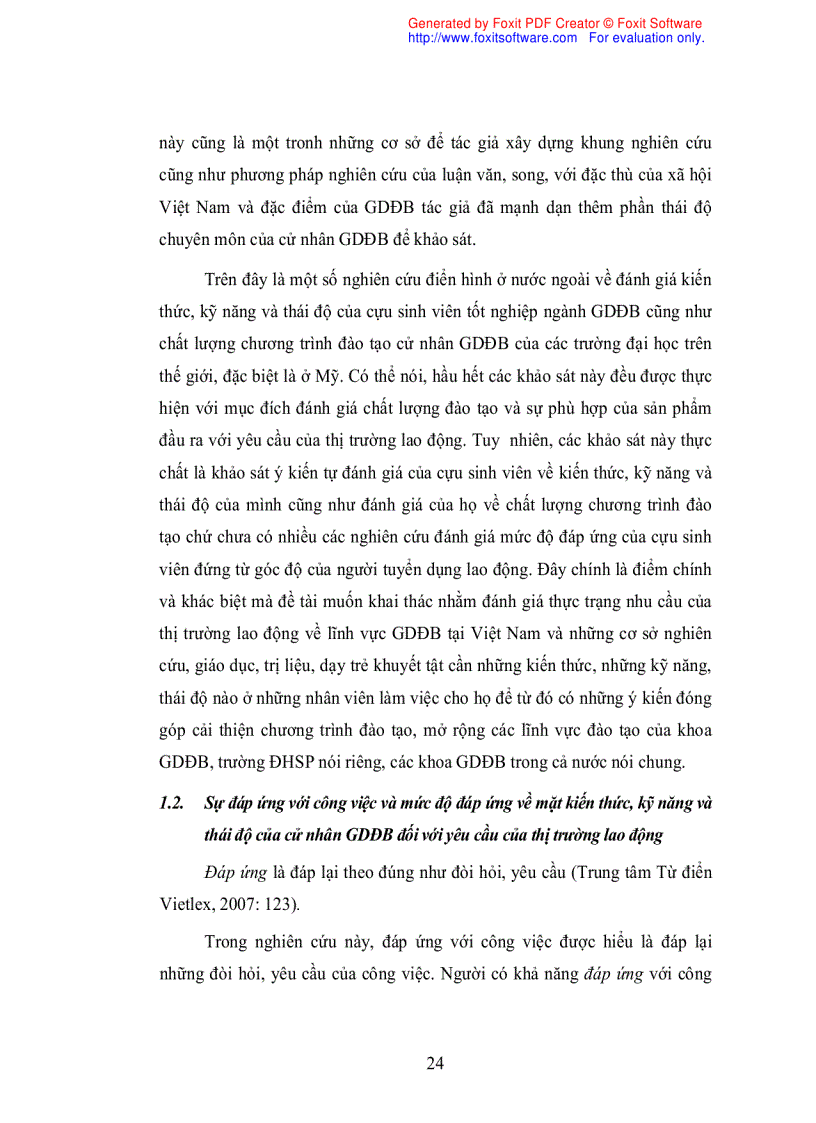 image for page Đánh giá mức độ đáp ứng về kiến thức kỹ năng và thái độ của cử nhân giáo dục đặc biệt trường ĐHSP hà nội đối với yêu cầu của thị trường lao động