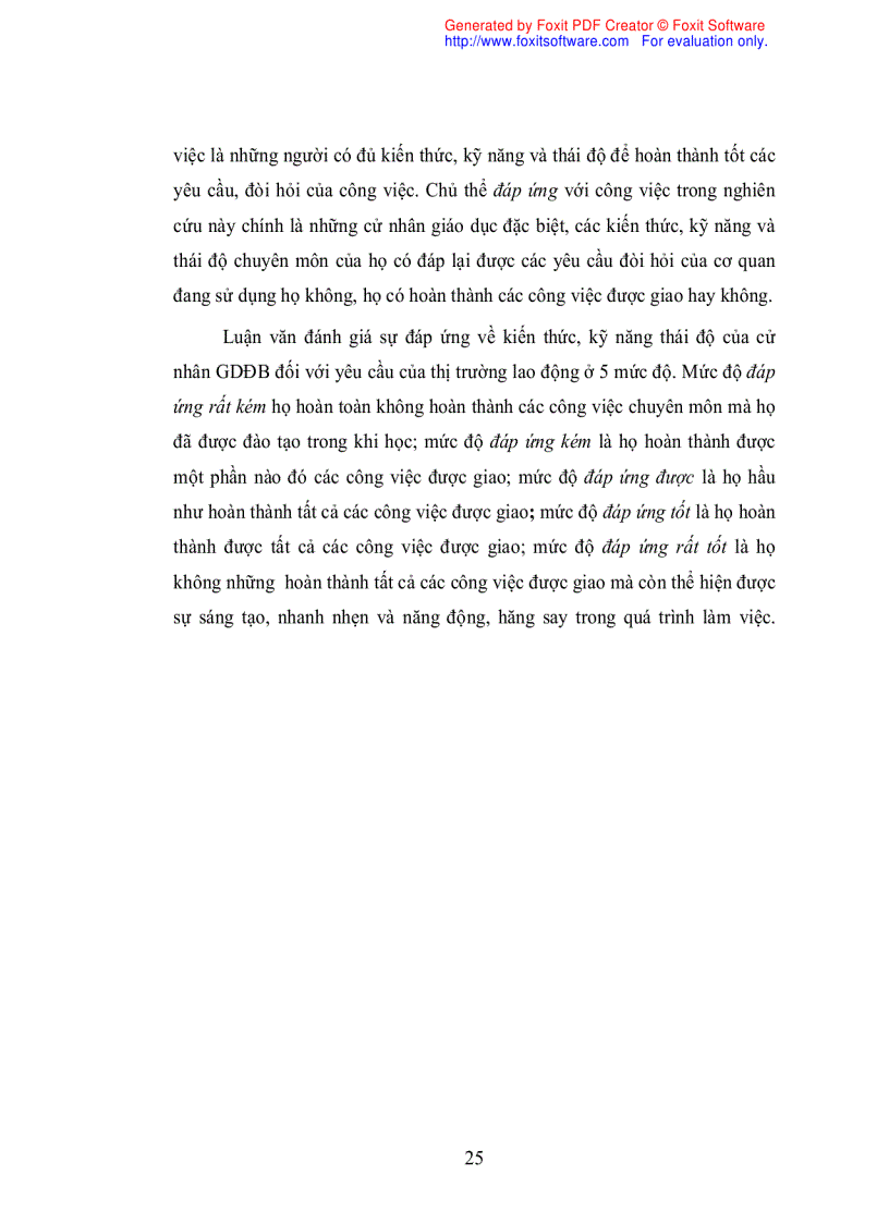 image for page Đánh giá mức độ đáp ứng về kiến thức kỹ năng và thái độ của cử nhân giáo dục đặc biệt trường ĐHSP hà nội đối với yêu cầu của thị trường lao động