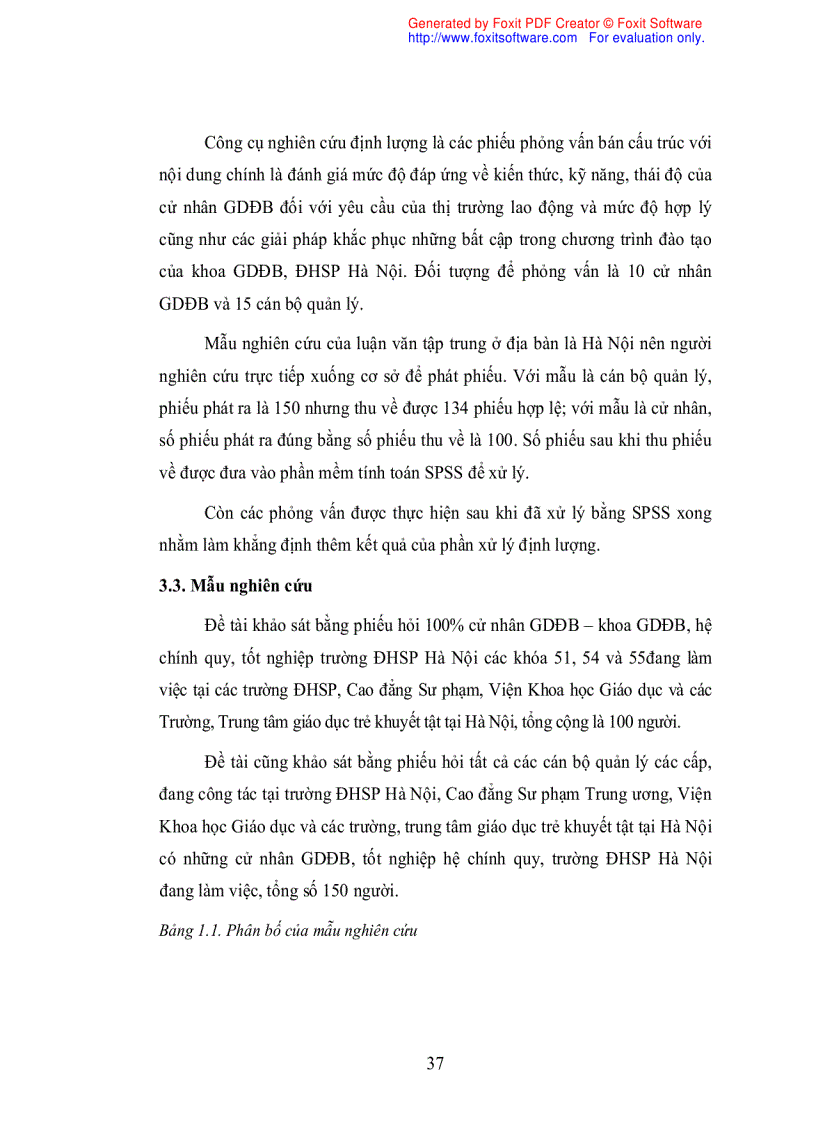 image for page Đánh giá mức độ đáp ứng về kiến thức kỹ năng và thái độ của cử nhân giáo dục đặc biệt trường ĐHSP hà nội đối với yêu cầu của thị trường lao động