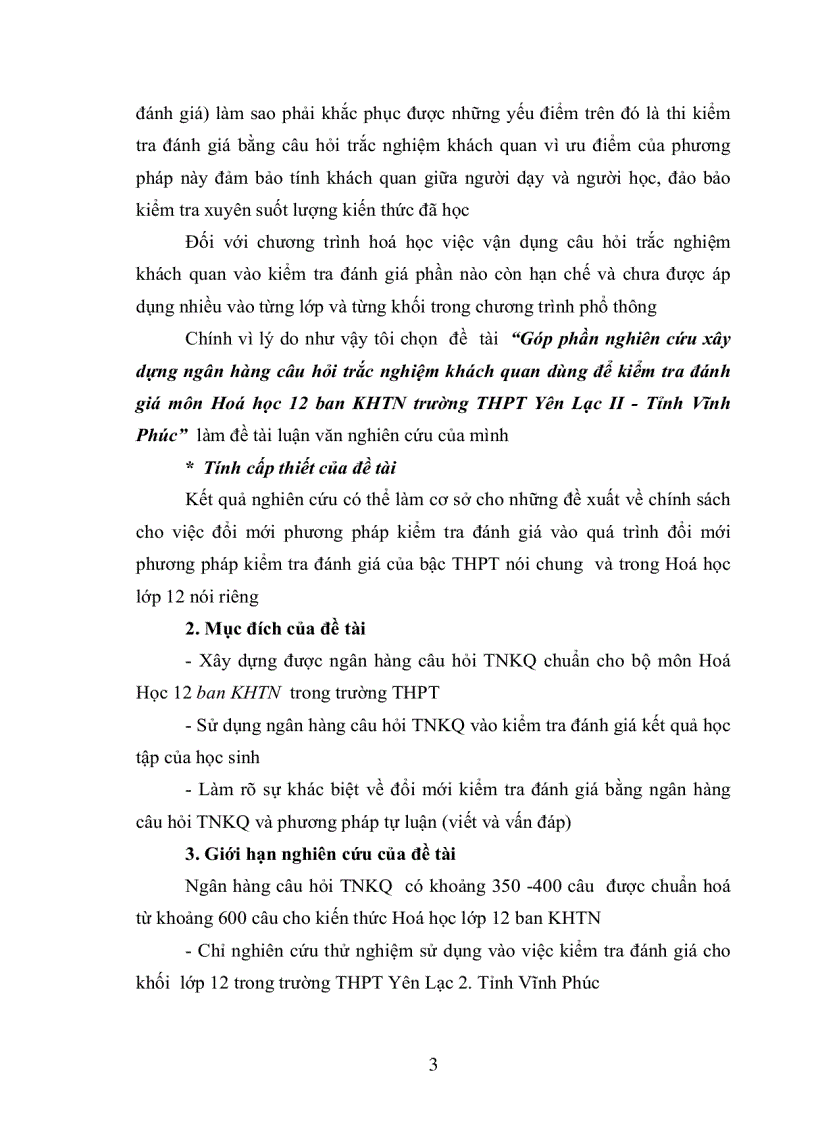 image for page Góp phần nghiên cứu xây dựng ngân hàng trắc nghiệm khách quan dùng để kiểm tra đánh giá môn Hóa học 12 ban KHTN trường THPT Yên Lạc II Vĩnh Phúc