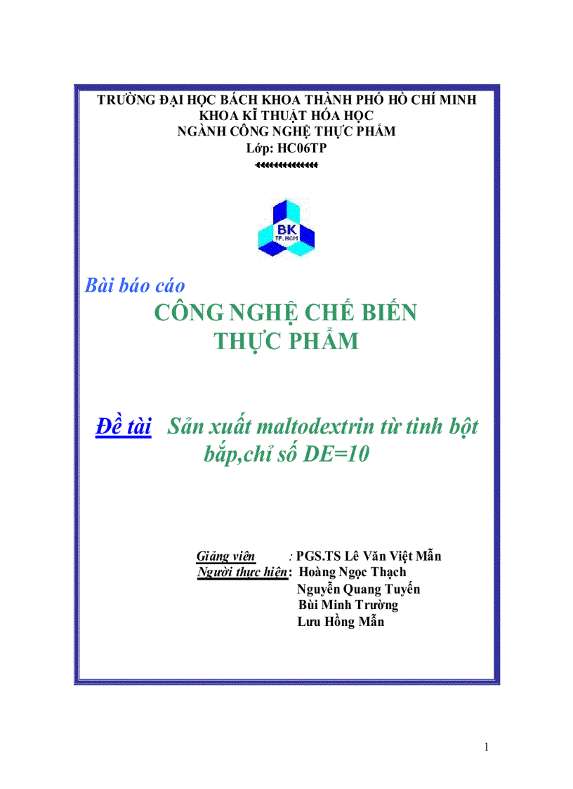 image for page Công nghệ sản xuất Maltodextrin từ tinh bột bắp chỉ số DE 10