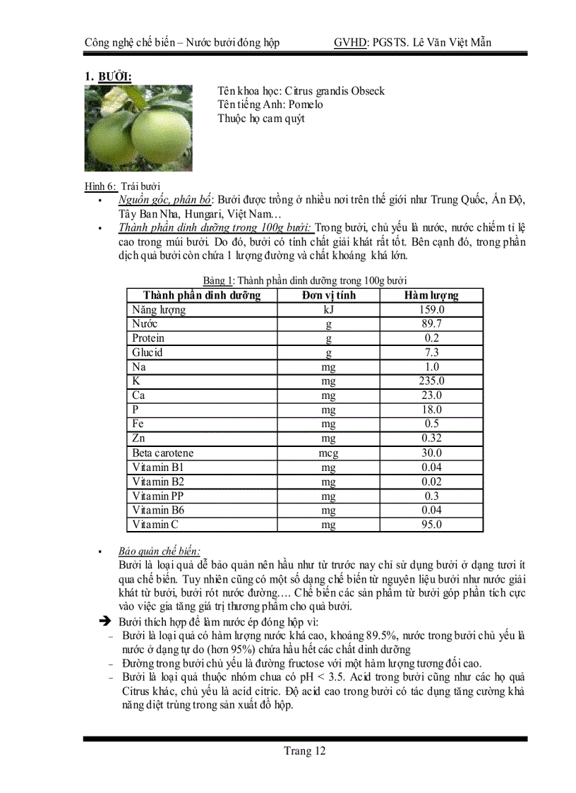image for page Công nghê chế biến nước bưởi đóng hộp
