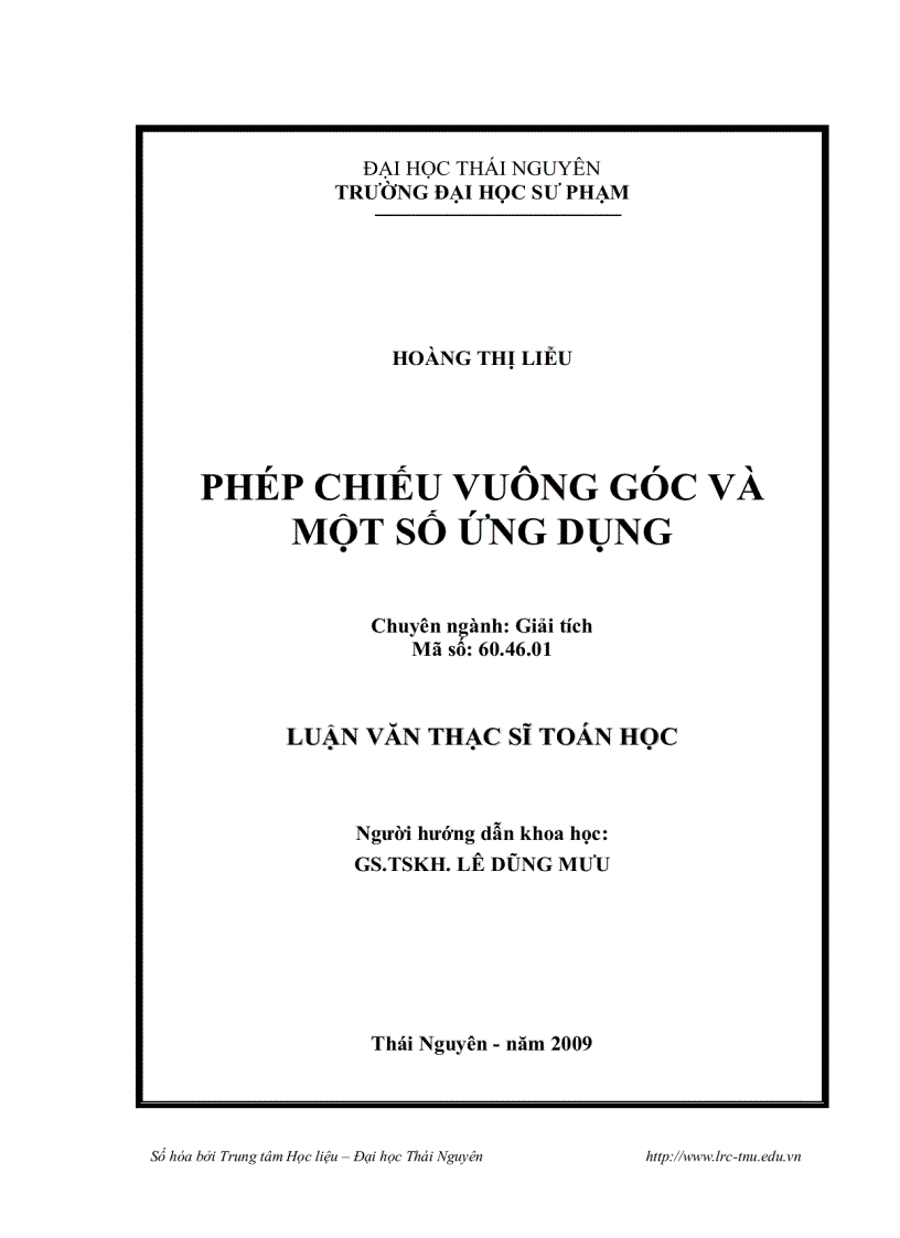 image for page Phép chiếu vuông góc và một số ứng dụng