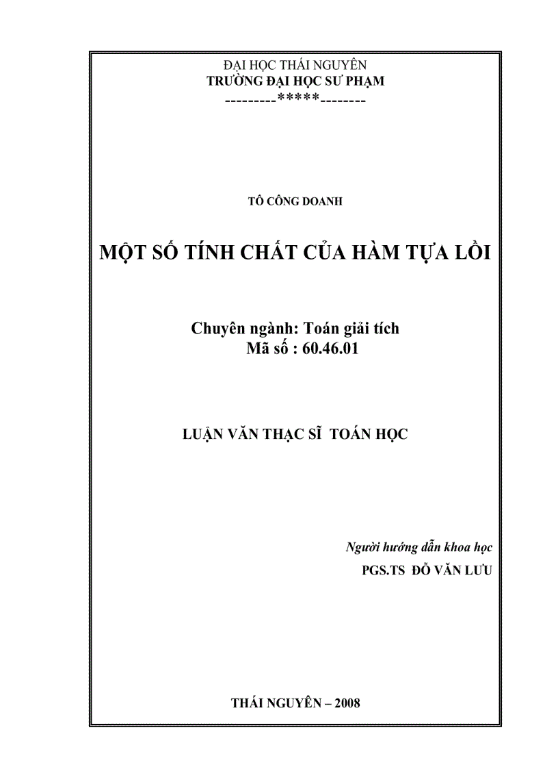 Một số tính chất của hàm tựa lồi một số tính chất của hàm tựa lồi