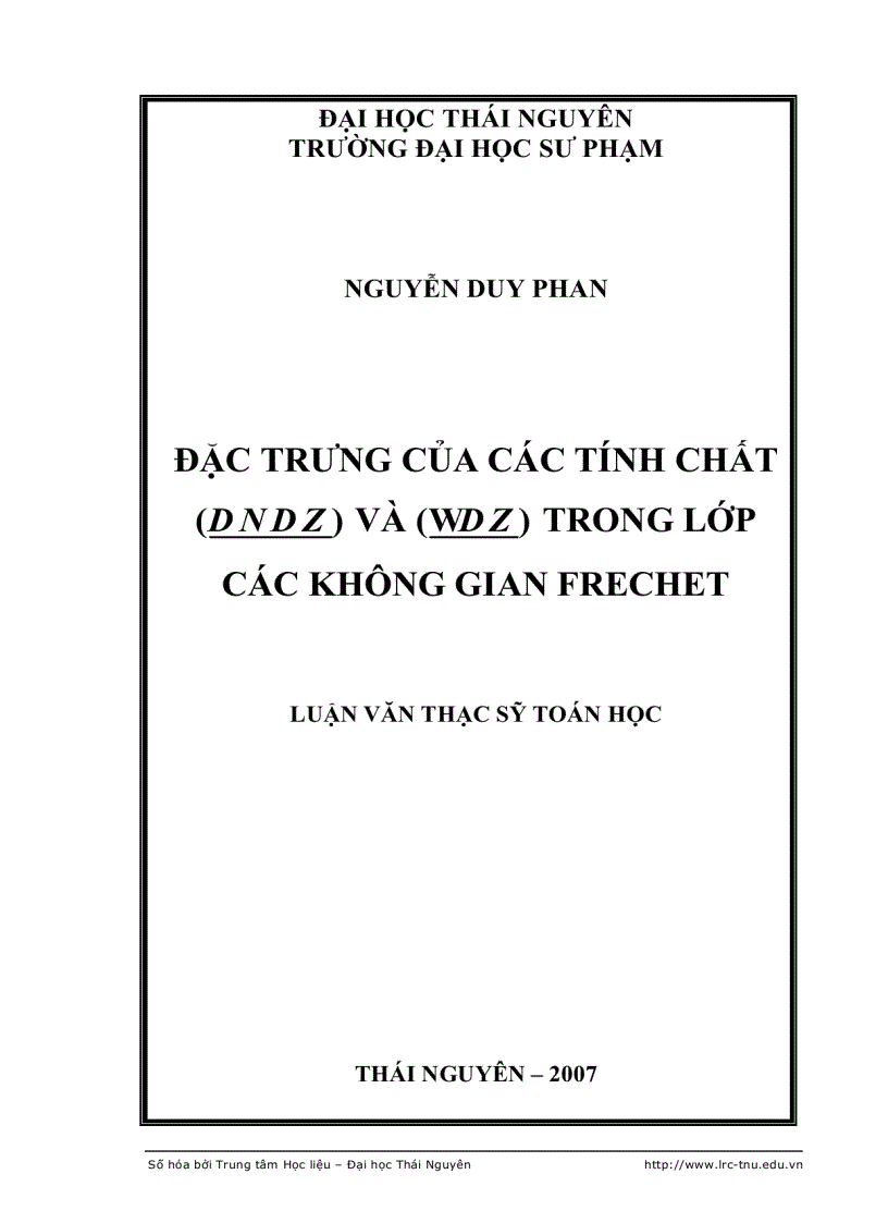 image for page Đặc trưng của các tính chất d n d z và wd z trong lớp các không gian frechet